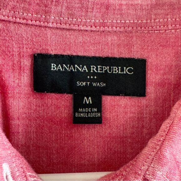 Banana Republic Long Sleeve Soft Washed Light Red Button-Up Shirt 100% Cotton - Picture 3 of 8